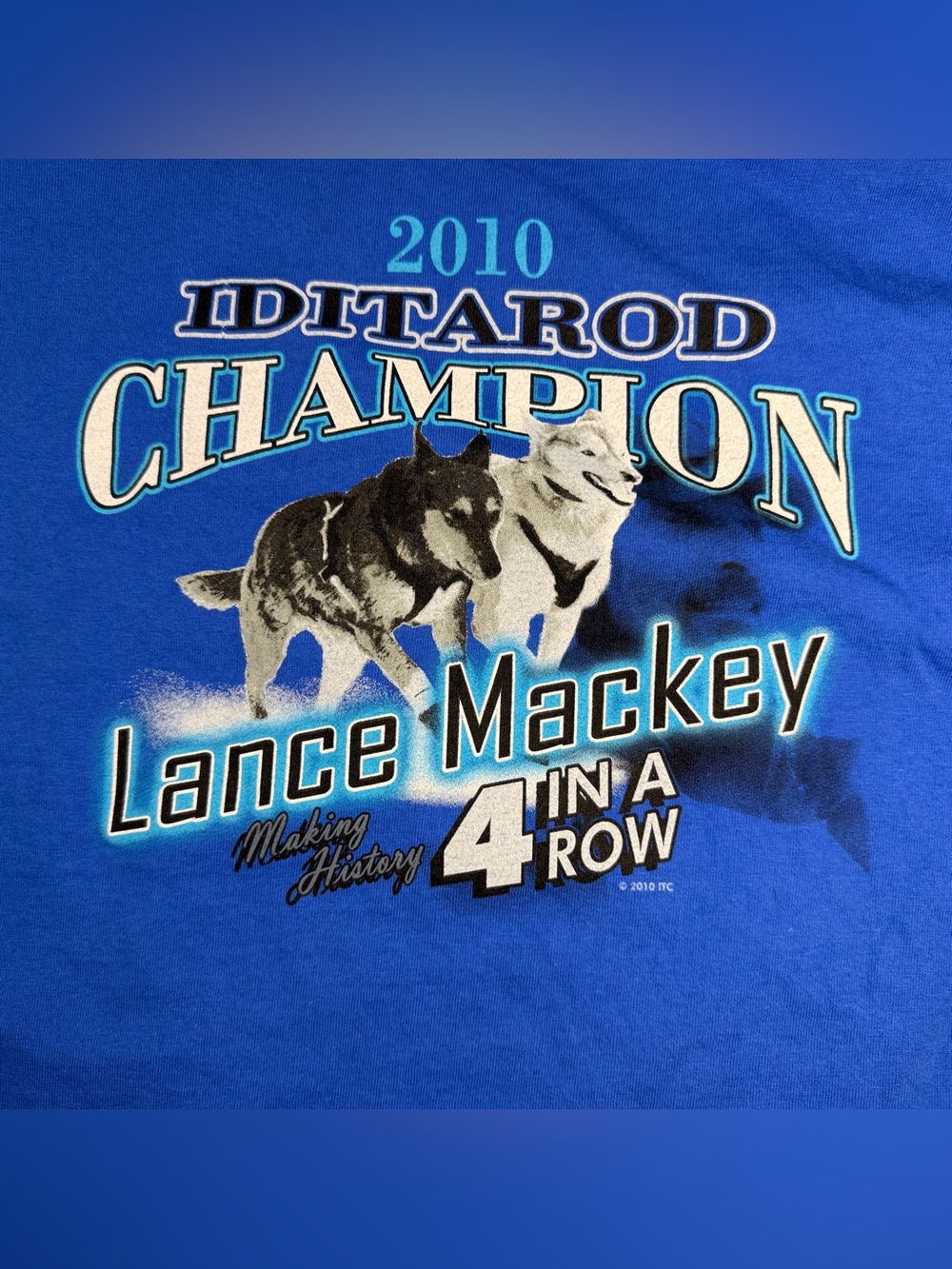 2010 Iditarod Lance Mackey Champion 4 In A Row T Shirt 2XL Alaska Dog Sled